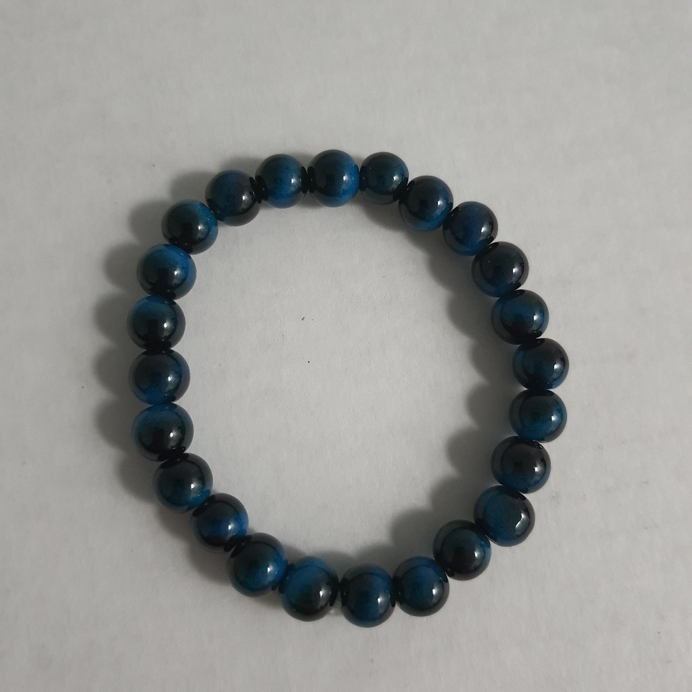 Blue-Black Ombre Glass Bead Bracelet